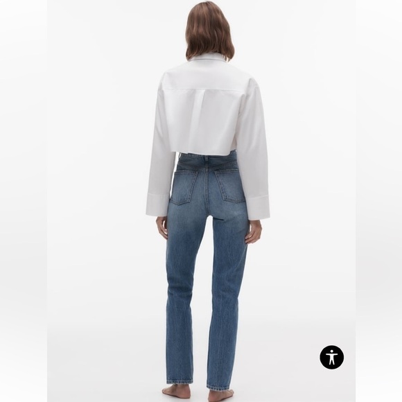 Zara HIGH RISE MOM JEANS DARK BLUE SZ US6 - Picture 3 of 12